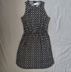 Banana Republic Black White Ikat Sleeveless Fit & Flare Dress Medium NWT